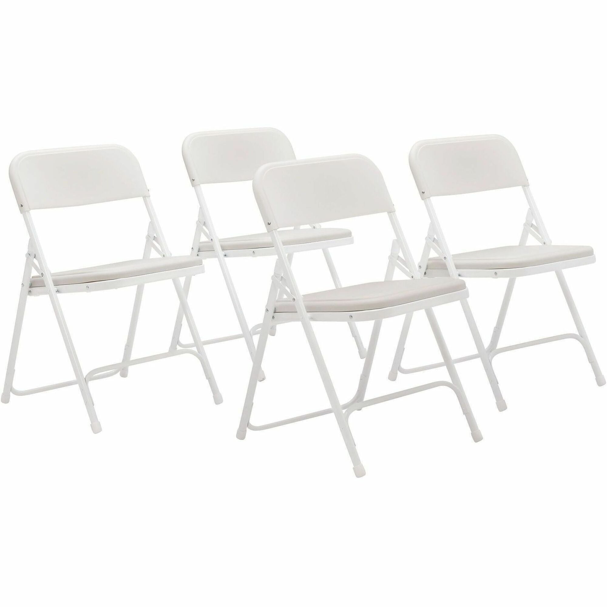 NPS® 800 Series Premium Lightweight Plastic Folding Chair, Pack of 4, Surface Color: Bright White, Frame Color: White