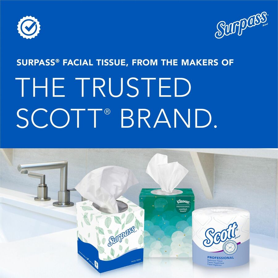 Surpass Flat Box Facial Tissue for Business - 2 Ply - WhiteBox - 100/Box - 1 Carton