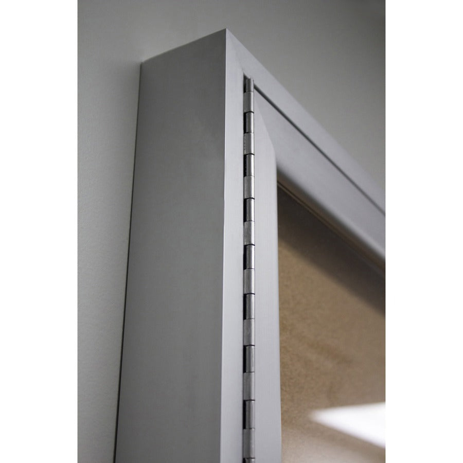 Ghent 1 Door Enclosed Natural Cork Bulletin Board with Satin Frame - 24" Board Height x 18" Board Width - Natural Cork Surface - Locking Door, Self-healing, Illuminated, Tamper Proof - Satin Aluminum Frame - 1 Each - TAA Compliant