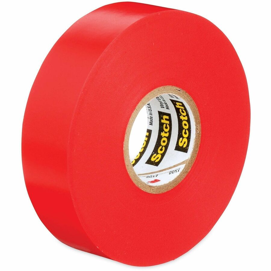 Scotch Insulating Tape - 22 yd Length x 0.75" Width - 3" Core - Red - Vinyl - Polyvinyl Chloride (PVC) Backing - Rubber Adhesive - For Identifying, Color Coding, Pipe, Electrical, Marking, Insulating - 1 Roll