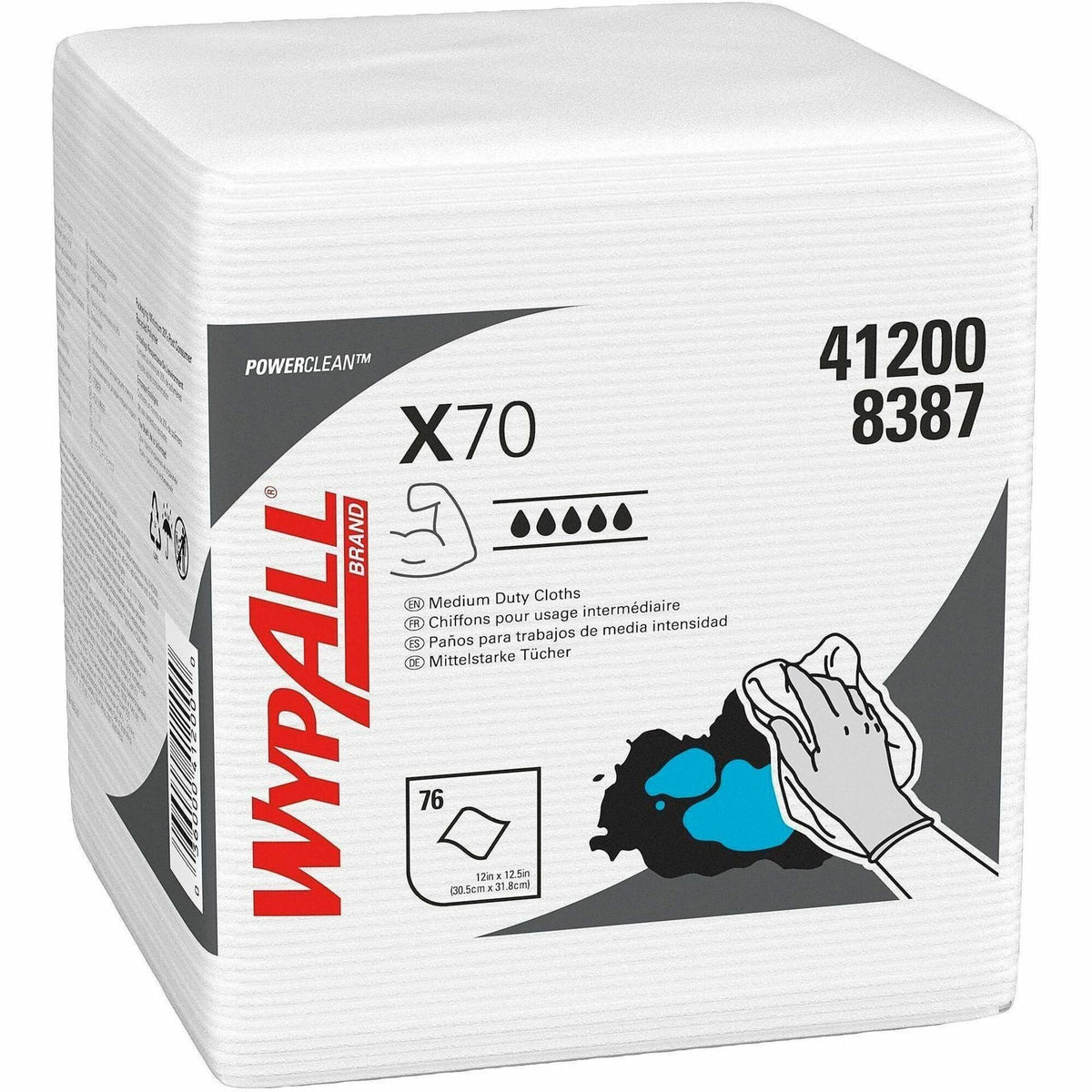 Quarter-fold - 12.50" Width x 12" Length - White - 76/Pack - 12 / Carton