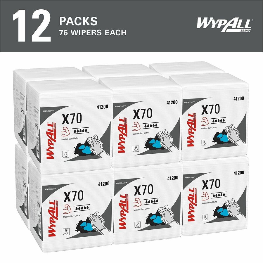 Quarter-fold - 12.50" Width x 12" Length - White - 76/Pack - 12 / Carton
