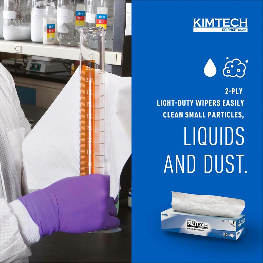 KIMTECH Science Kimwipes Delicate Task Wipers - 2 Ply - 14.40" Width x 16.40" Length - White - 92/Pack - 1 Carton