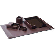 Dacasso Bonded Leather Five-Piece Desk Set, Includes Desk Pad, Letter Tray, Pencil Cup, Memo Holder, Business Card Holder, 1 Each