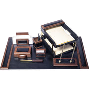 Dacasso 8000 Office Kit, 10-Piece Desk Set, Top-Grain Leather, Includes Desk Pad, Memo Holder, Business Card Holder, Pencil Cup, Letter Opener, 2 Letter Trays, Letter Holder, Gold Tray Posts, Double Pen Stand, 1 Each