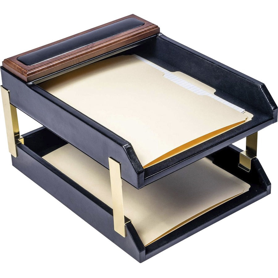 Dacasso 8000 Office Kit, 10-Piece Desk Set, Top-Grain Leather, Includes Desk Pad, Memo Holder, Business Card Holder, Pencil Cup, Letter Opener, 2 Letter Trays, Letter Holder, Gold Tray Posts, Double Pen Stand, 1 Each
