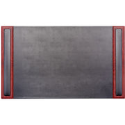 Dacasso Rosewood & Leather Side-Rail Desk Pad - 20" Width - Leather - Black - 1 Each