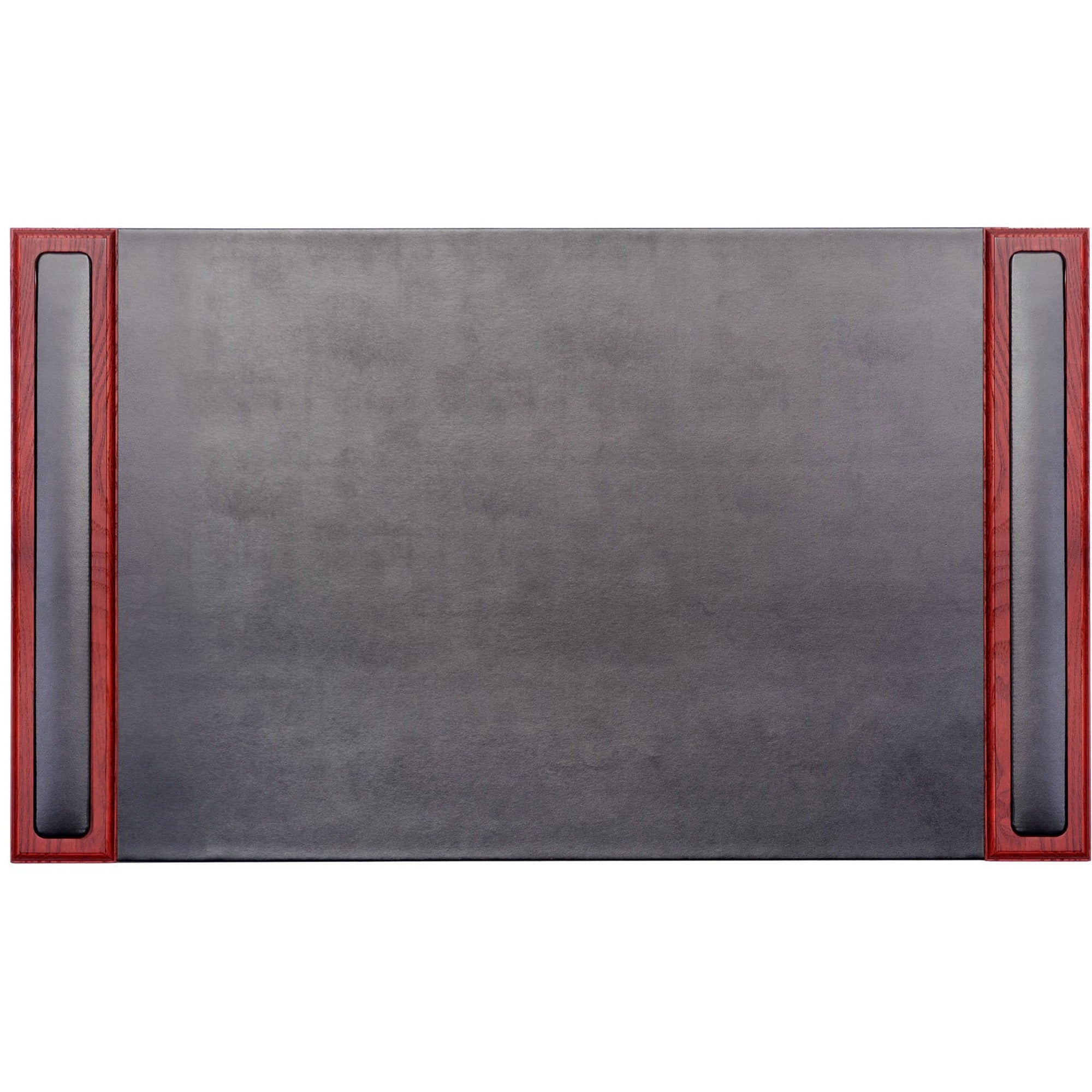 Dacasso Rosewood & Leather Side-Rail Desk Pad - 20" Width - Leather - Black - 1 Each
