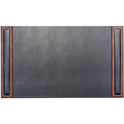 Dacasso Walnut & Leather Side-Rail Desk Pad - 20.50" Width - Leather - Brown - 1 Each