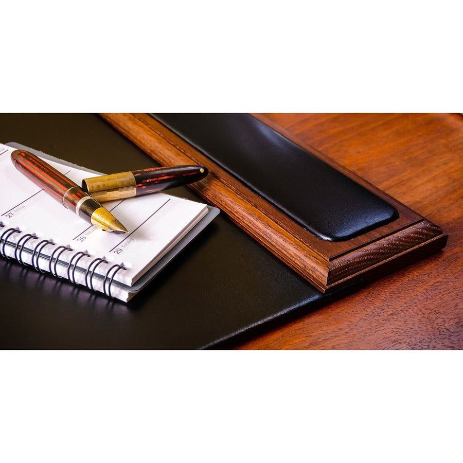 Dacasso Walnut & Leather Side-Rail Desk Pad - 20.50" Width - Leather - Brown - 1 Each