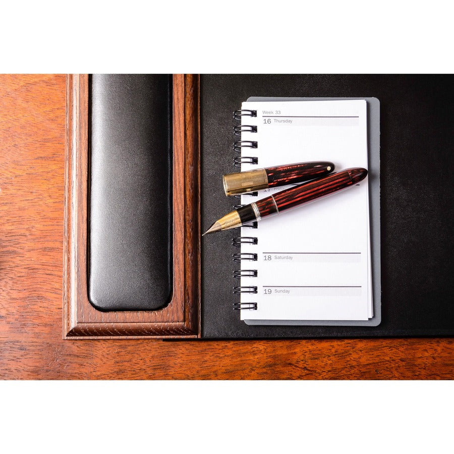 Dacasso Walnut & Leather Side-Rail Desk Pad - 20.50" Width - Leather - Brown - 1 Each