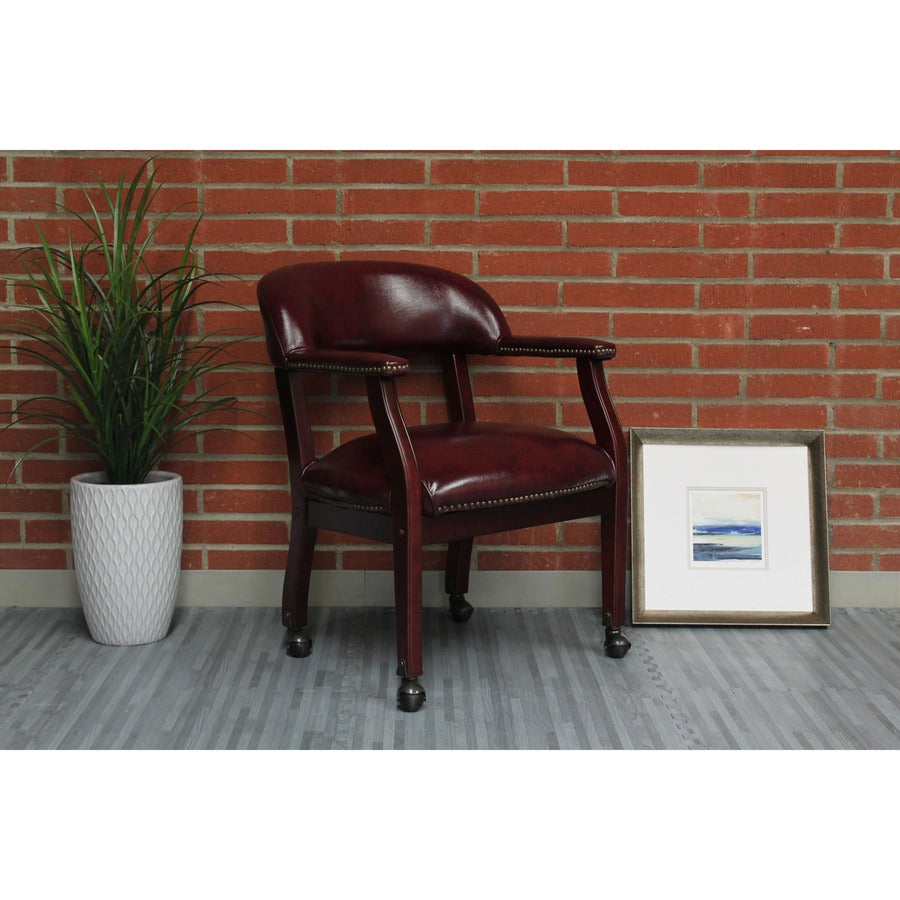 Boss Management Chair, Burgundy Vinyl, 1 Each