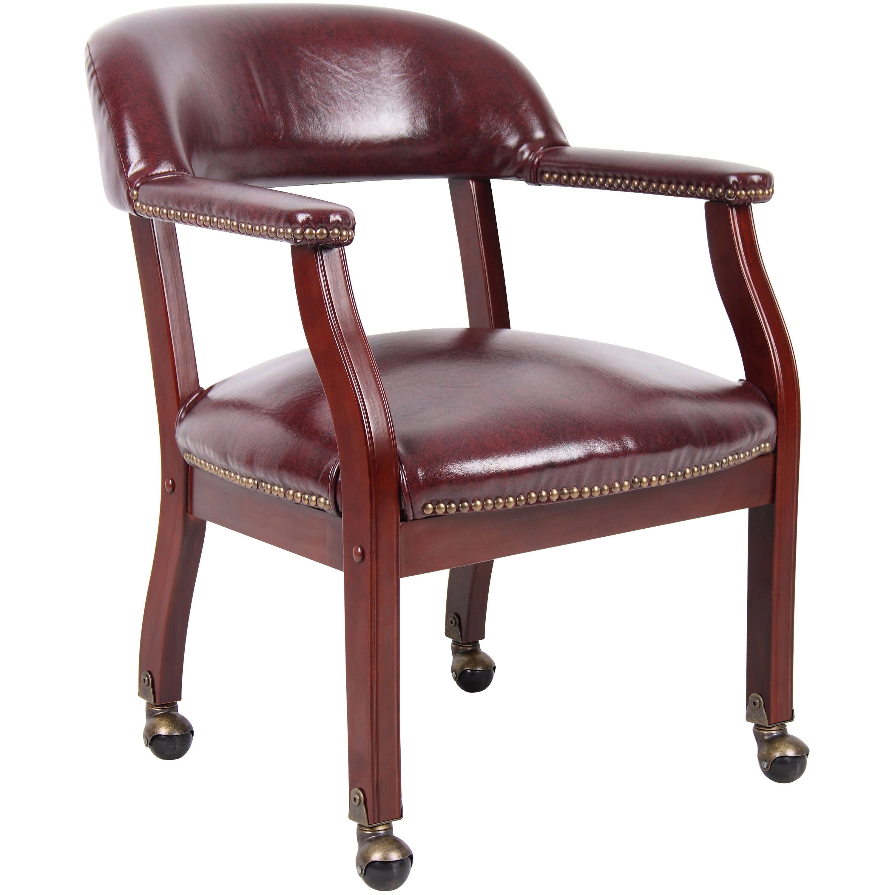 Boss Management Chair, Burgundy Vinyl, 1 Each
