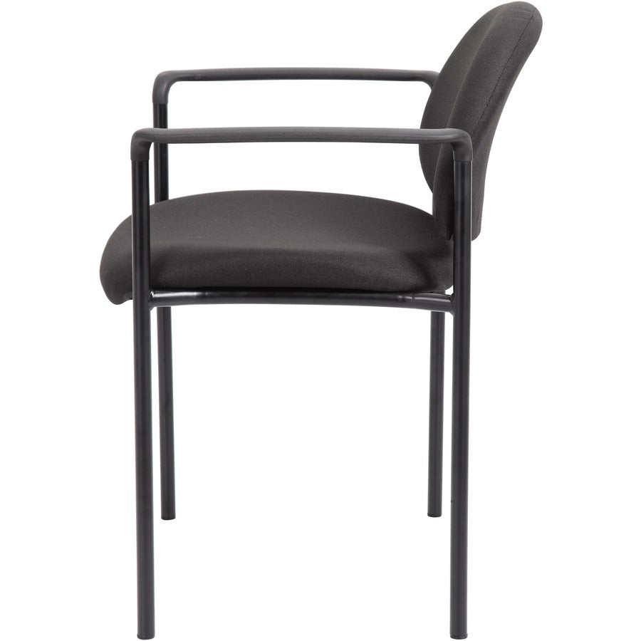 Boss Diamond Stacking Chair with Arm - Black - Crepe - 1 Each