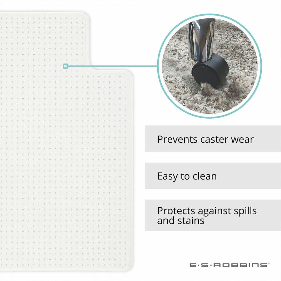 ES ROBBINS EverLife Chair Mat with Lip - Pile Carpet - 48" Length x 36" Width x 0.375" Thickness - Lip Size 10" Length x 20" Width - Vinyl - Clear - 1 Each