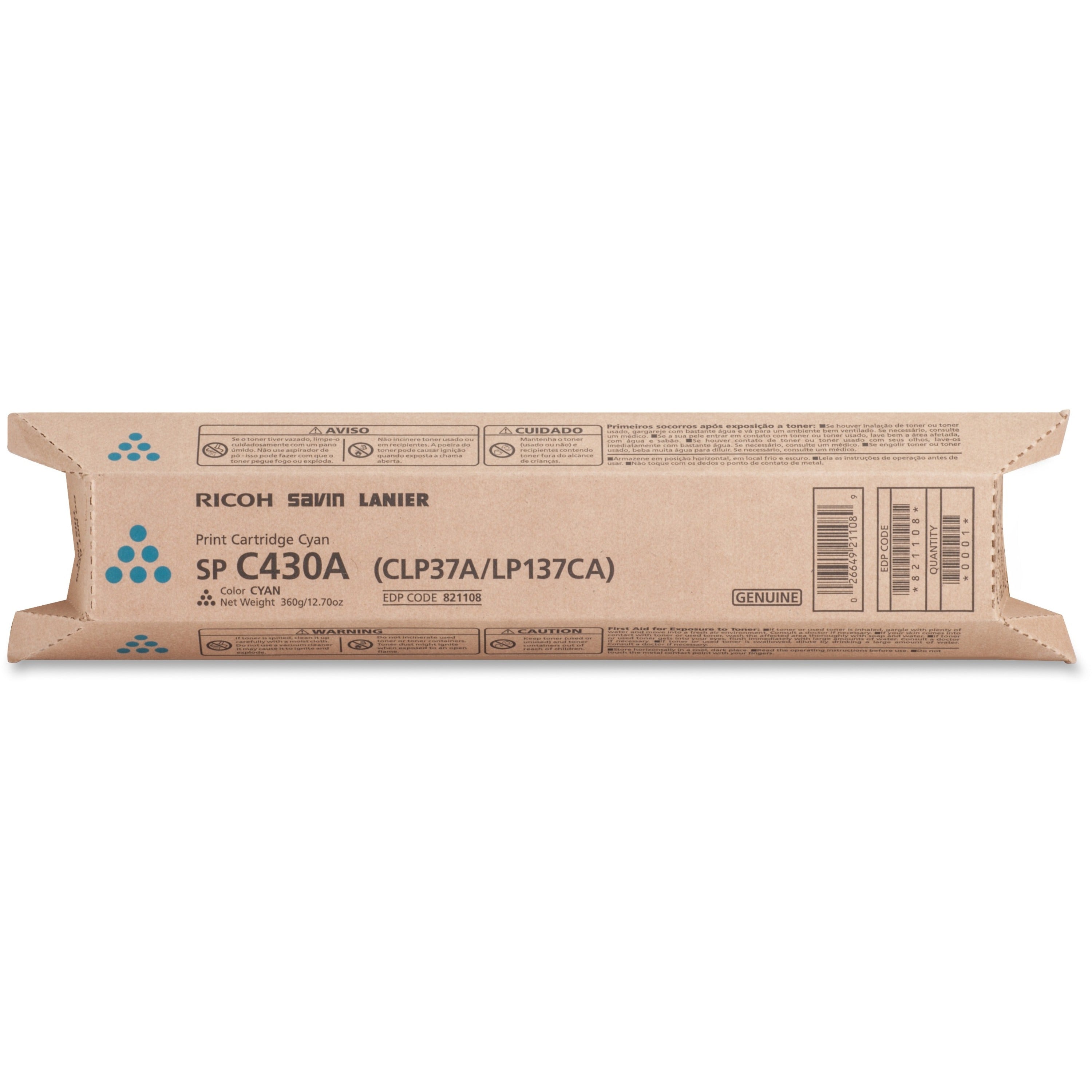 Ricoh SP C430A Original Standard Yield Laser Toner Cartridge - Cyan - 1 Each
