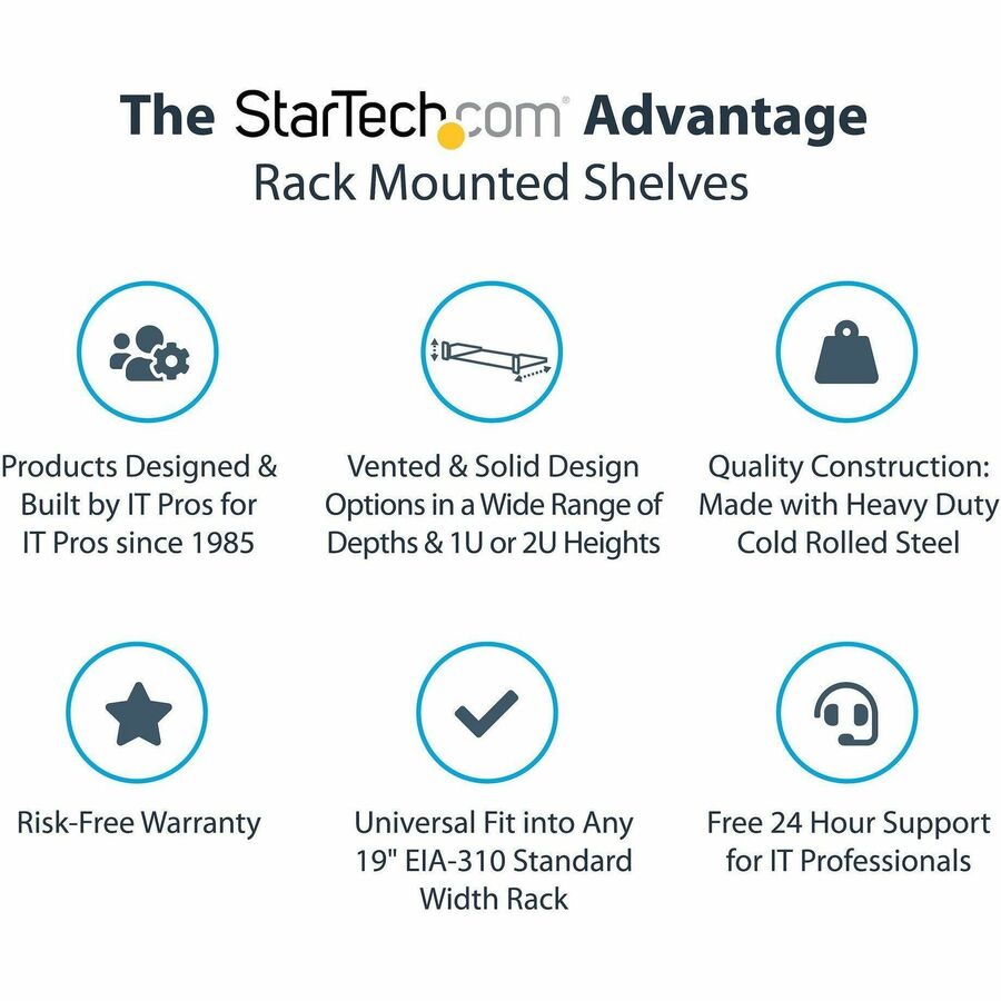 StarTech.com 2U Rack Mount Cantilever Shelf - 125lbs / 56kg - 18 in. Deep