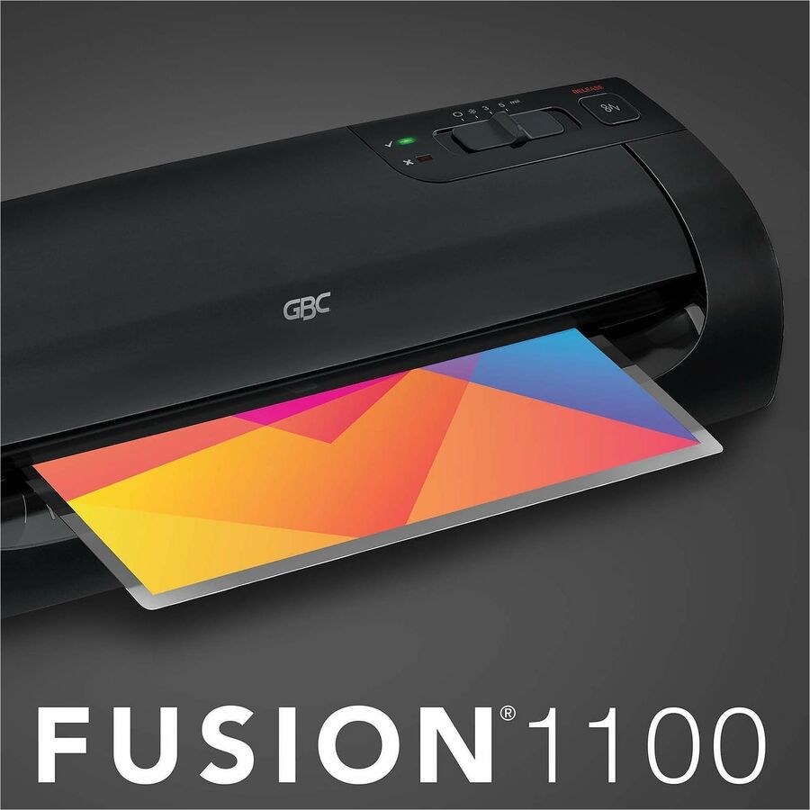 GBC Fusion 1000L 9" Laminator, Hot Pouch, 3-5 mil Thickness, Manual Release, Auto Shutoff, Black, Includes 10 EZUse Pouches, 1 Each