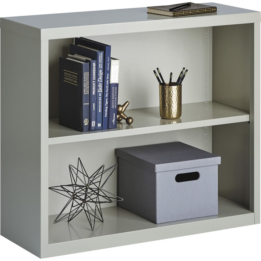 Lorell Fortress Series Bookcase - 34.5" Width x 13" Depth x 30" Height - 2 x Shelf(ves) - Light Gray - Powder Coated - Steel - Recycled