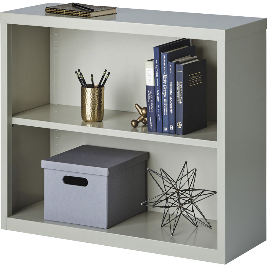 Lorell Fortress Series Bookcase - 34.5" Width x 13" Depth x 30" Height - 2 x Shelf(ves) - Light Gray - Powder Coated - Steel - Recycled