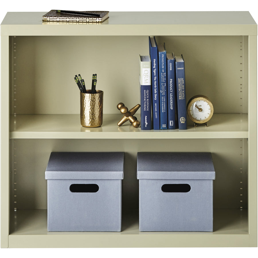 Lorell Fortress Series Bookcase - 34.5" Width x 13" Depth x 30" Height - 2 x Shelf(ves) - Putty - Powder Coated - Steel - Recycled