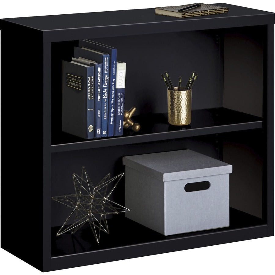 Lorell Fortress Series Bookcase - 34.5" Width x 13" Depth x 30" Height - 2 x Shelf(ves) - Black - Powder Coated - Steel - Recycled