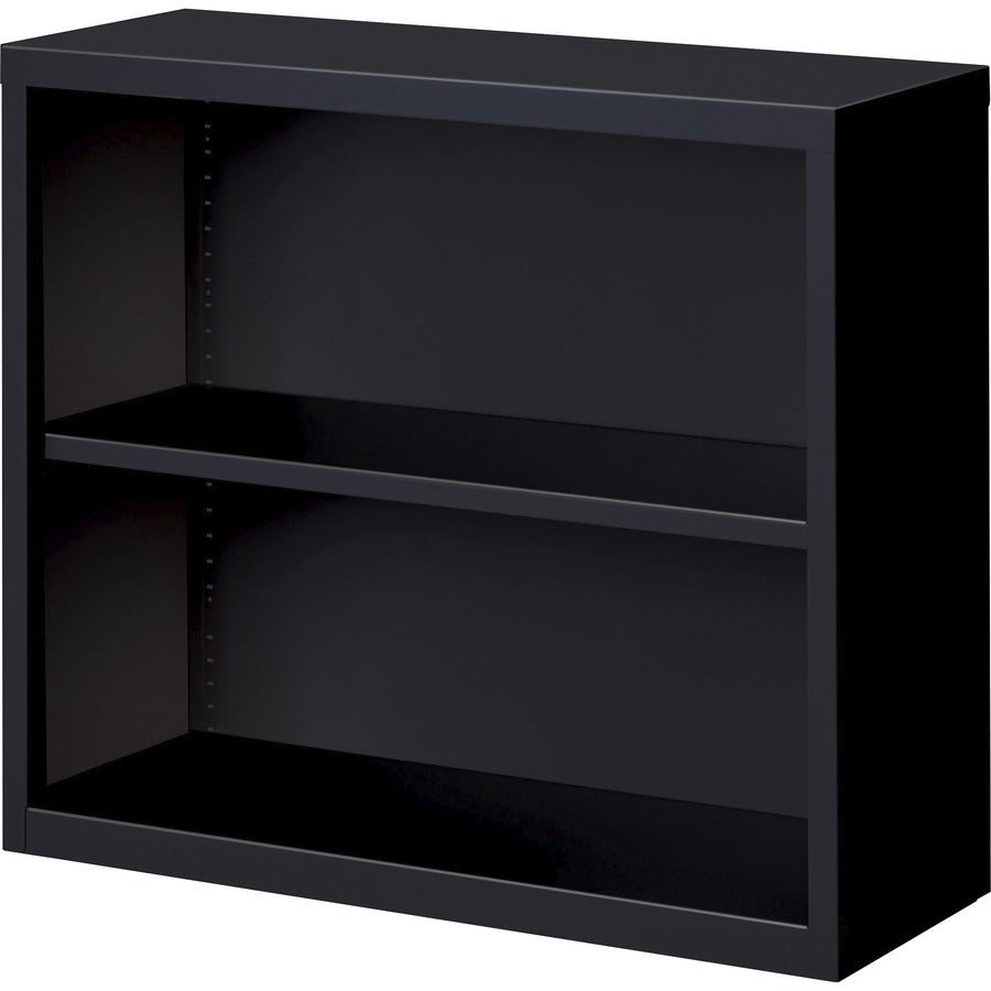 Lorell Fortress Series Bookcase - 34.5" Width x 13" Depth x 30" Height - 2 x Shelf(ves) - Black - Powder Coated - Steel - Recycled