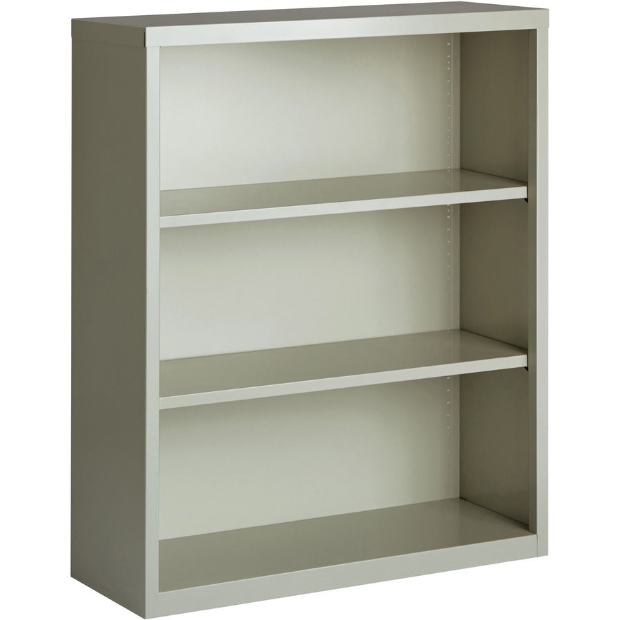 Lorell Fortress Series Bookcase - 34.5" Width x 13" Depth x 42" Height - 3 x Shelf(ves) - Light Gray - Powder Coated - Steel - Recycled