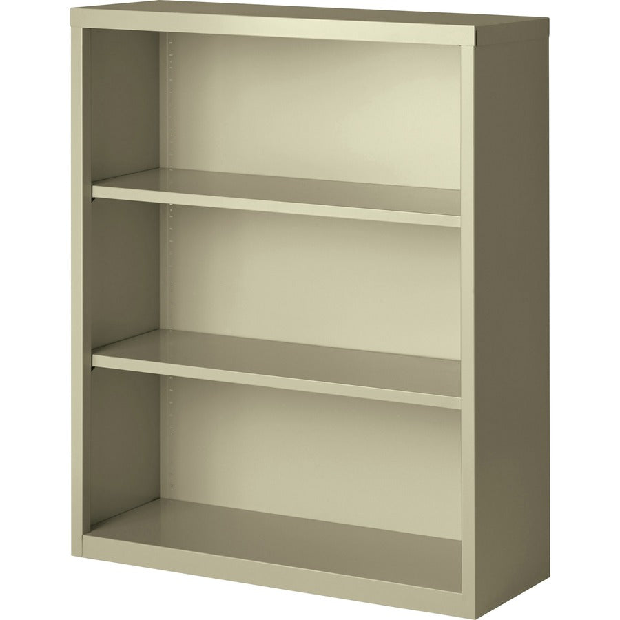 Lorell Fortress Series Bookcase - 34.5" Width x 13" Depth x 42" Height - 3 x Shelf(ves) - Putty - Powder Coated - Steel - Recycled