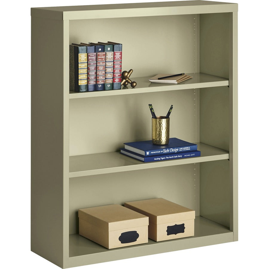 Lorell Fortress Series Bookcase - 34.5" Width x 13" Depth x 42" Height - 3 x Shelf(ves) - Putty - Powder Coated - Steel - Recycled