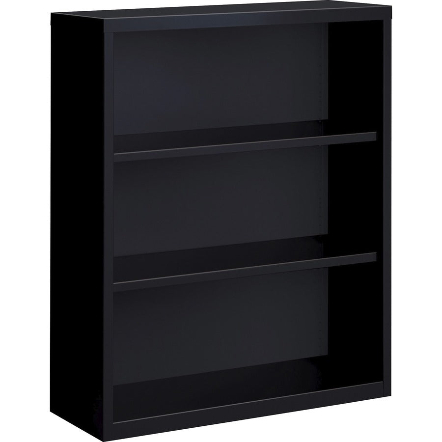 Lorell Fortress Series Bookcase - 34.5" Width x 13" Depth x 42" Height - 3 x Shelf(ves) - Black - Powder Coated - Steel - Recycled
