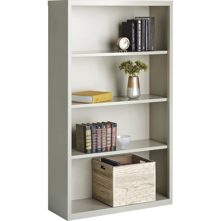 Lorell Fortress Series Bookcase - 34.5" Width x 13" Depth x 60" Height - 4 x Shelf(ves) - Light Gray - Powder Coated - Steel - Recycled