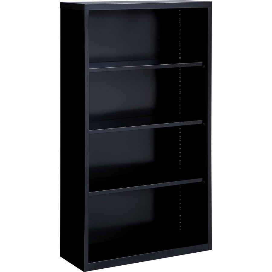 Lorell Fortress Series Bookcase - 34.5" Width x 13" Depth x 60" Height - 4 x Shelf(ves) - Black - Powder Coated - Steel - Recycled