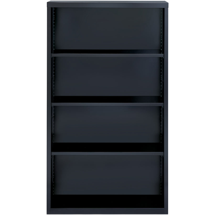 Lorell Fortress Series Bookcase - 34.5" Width x 13" Depth x 60" Height - 4 x Shelf(ves) - Black - Powder Coated - Steel - Recycled