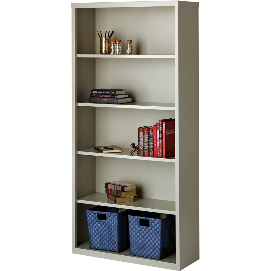 Lorell Fortress Series Bookcase - 34.5" Width x 13" Depth x 72" Height - 5 x Shelf(ves) - Light Gray - Powder Coated - Steel - Recycled