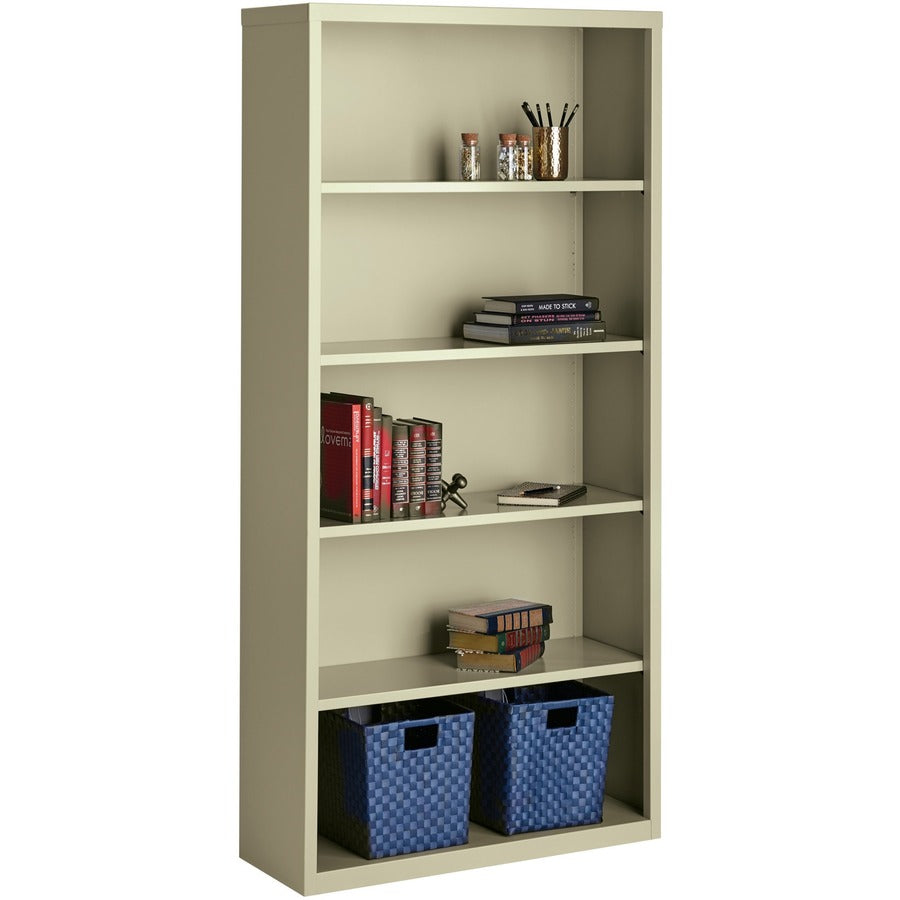 Lorell Fortress Series Bookcase - 34.5" Width x 13" Depth x 72" Height - 6 x Shelf(ves) - Putty - Powder Coated - Steel - Recycled