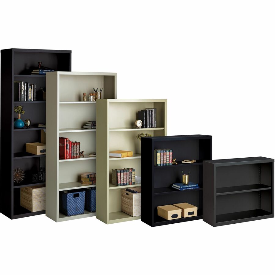 Lorell Fortress Series Bookcase - 34.5" Width x 13" Depth x 72" Height - 5 x Shelf(ves) - Black - Powder Coated - Steel - Recycled