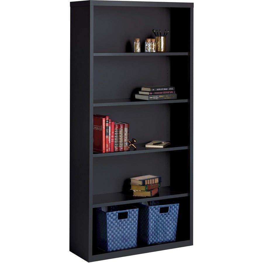 Lorell Fortress Series Bookcase - 34.5" Width x 13" Depth x 72" Height - 5 x Shelf(ves) - Black - Powder Coated - Steel - Recycled