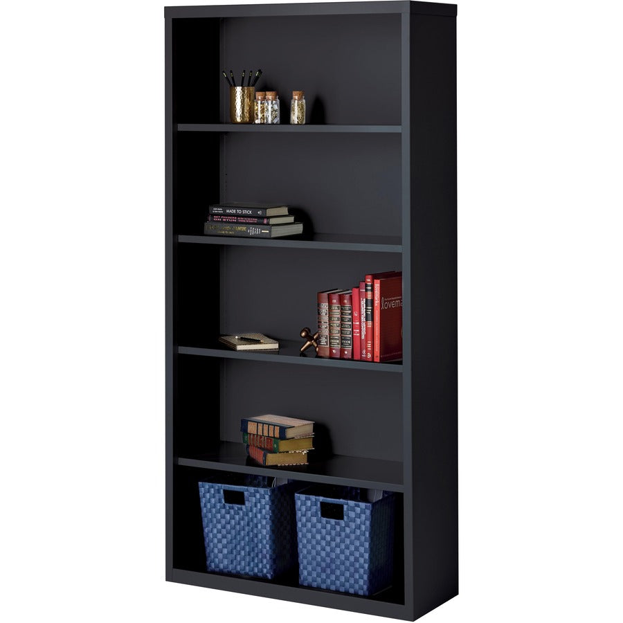 Lorell Fortress Series Bookcase - 34.5" Width x 13" Depth x 72" Height - 5 x Shelf(ves) - Black - Powder Coated - Steel - Recycled