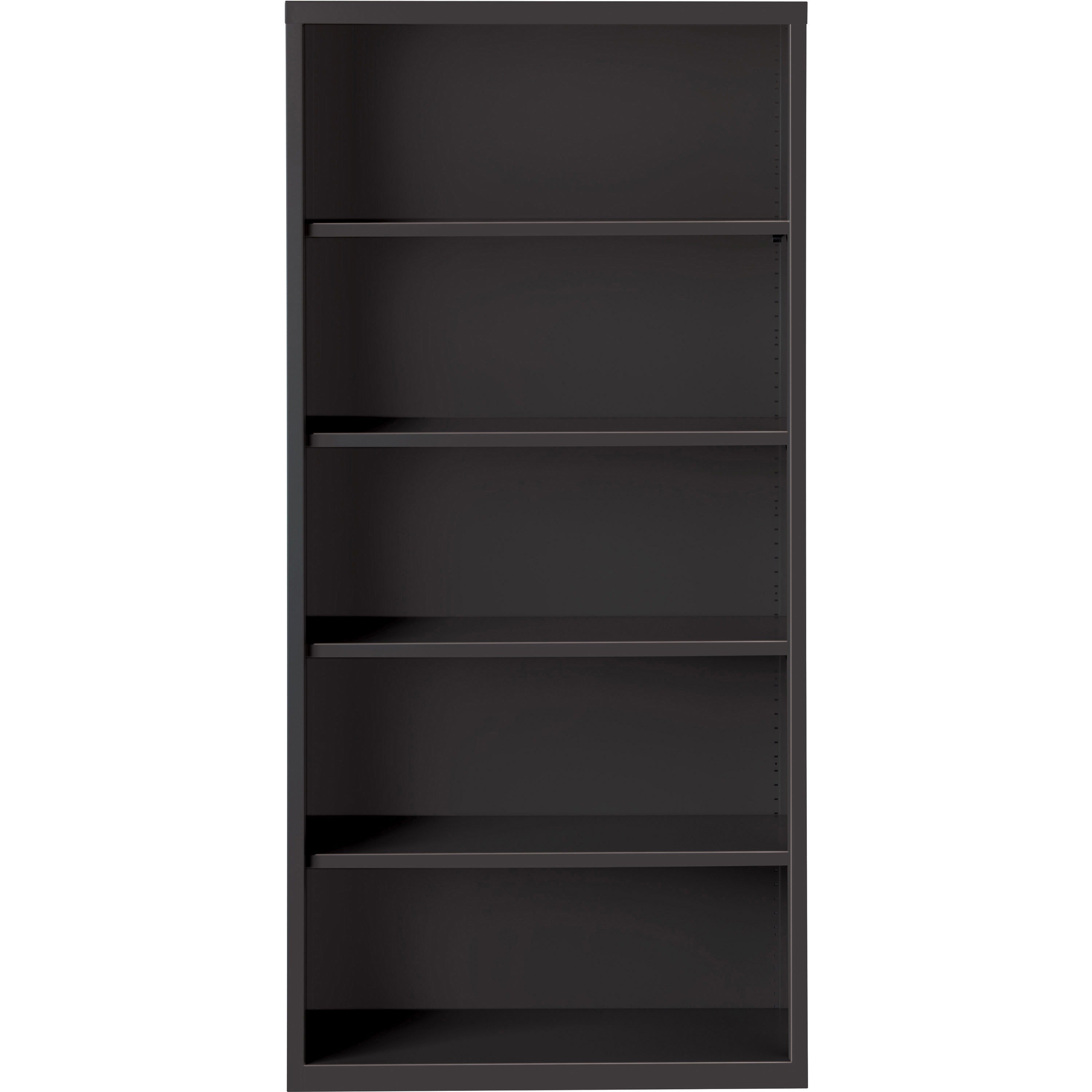 Lorell Fortress Series Bookcase - 34.5" Width x 13" Depth x 72" Height - 5 x Shelf(ves) - Black - Powder Coated - Steel - Recycled