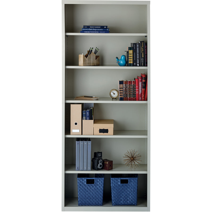 Lorell Fortress Series Bookcase - 34.5" Width x 13" Depth x 82" Height - 6 x Shelf(ves) - Light Gray - Powder Coated - Steel - Recycled - Assembly Required