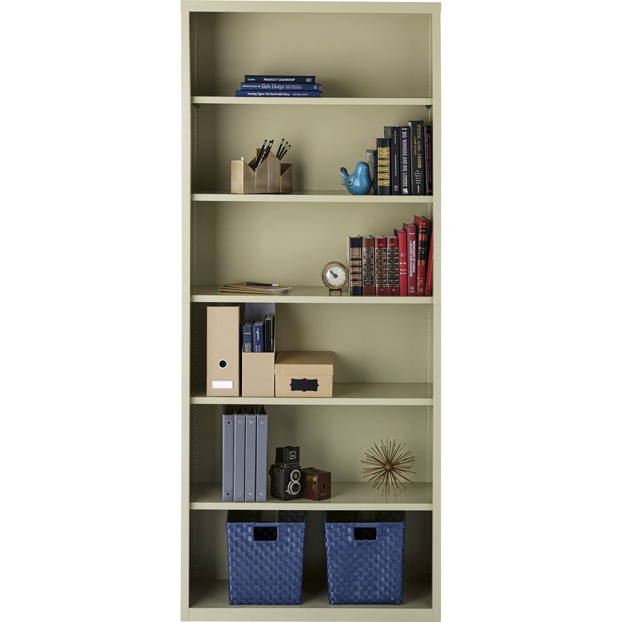 Lorell Fortress Series Bookcase - 34.5" Width x 13" Depth x 82" Height - 6 x Shelf(ves) - Putty - Powder Coated - Steel - Recycled