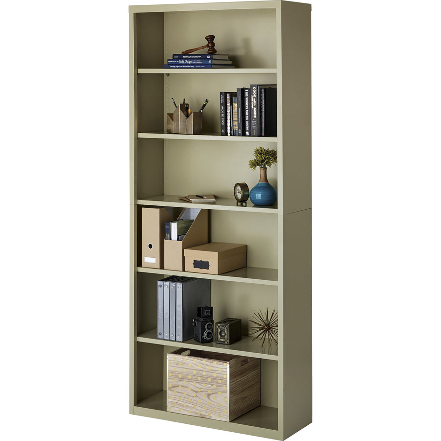 Lorell Fortress Series Bookcase - 34.5" Width x 13" Depth x 82" Height - 6 x Shelf(ves) - Putty - Powder Coated - Steel - Recycled