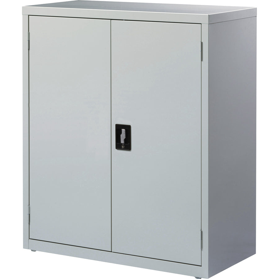 Lorell Fortress Series Storage Cabinet - 36" Width x 18" Depth x 42" Height - 3 x Shelf(ves) - Recessed Locking Handle, Hinged Door, Durable, Sturdy, Adjustable Shelf - Light Gray - Powder Coated - Steel - Recycled