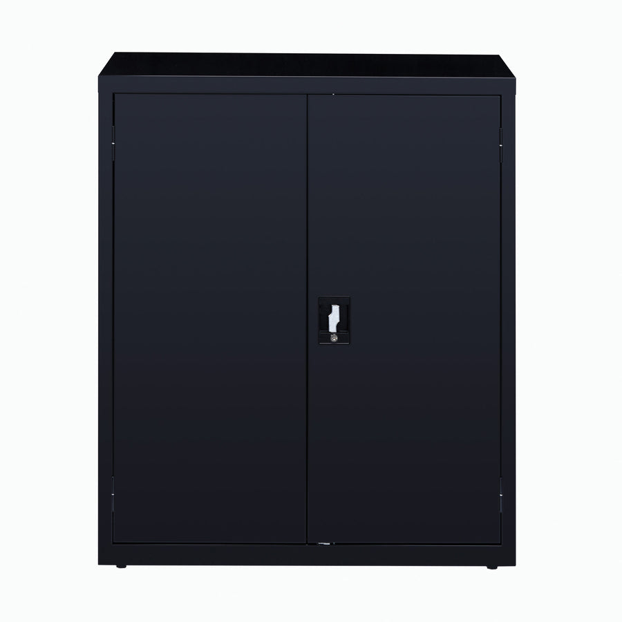 Lorell Fortress Series Storage Cabinet - 36" Width x 18" Depth x 42" Height - 3 x Shelf(ves) - Recessed Locking Handle, Hinged Door, Durable - Black - Powder Coated - Steel - Recycled