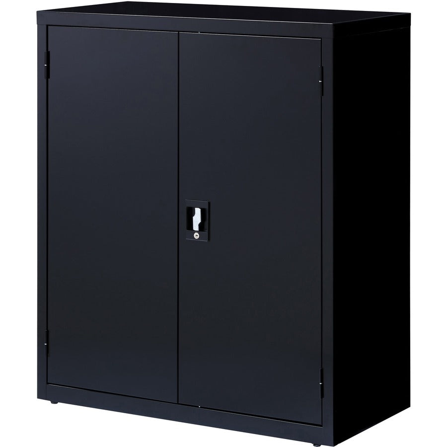Lorell Fortress Series Storage Cabinet - 36" Width x 18" Depth x 42" Height - 3 x Shelf(ves) - Recessed Locking Handle, Hinged Door, Durable - Black - Powder Coated - Steel - Recycled