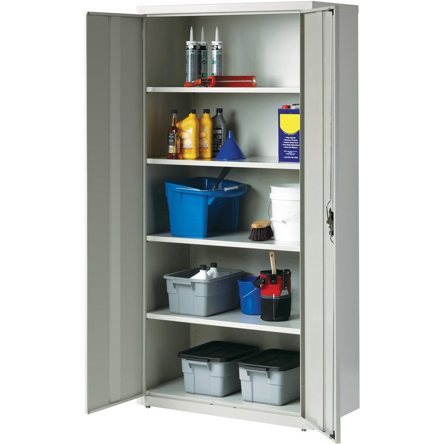 Lorell Fortress Series Storage Cabinet - 36" Width x 18" Depth x 72" Height - 5 x Shelf(ves) - Recessed Locking Handle, Hinged Door, Durable - Light Gray - Powder Coated - Steel - Recycled