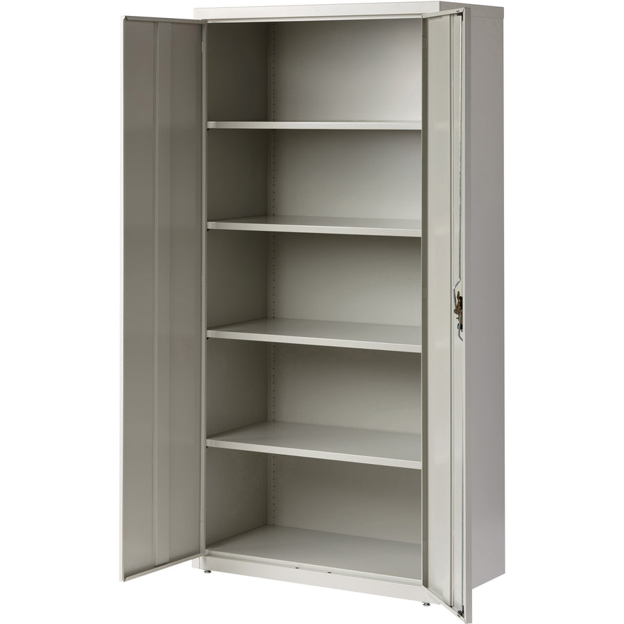 Lorell Fortress Series Storage Cabinet - 36" Width x 18" Depth x 72" Height - 5 x Shelf(ves) - Recessed Locking Handle, Hinged Door, Durable - Light Gray - Powder Coated - Steel - Recycled