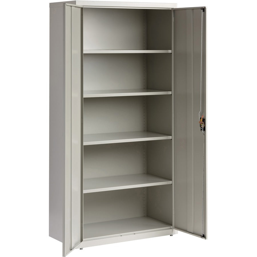 Lorell Fortress Series Storage Cabinet - 36" Width x 18" Depth x 72" Height - 5 x Shelf(ves) - Recessed Locking Handle, Hinged Door, Durable - Light Gray - Powder Coated - Steel - Recycled