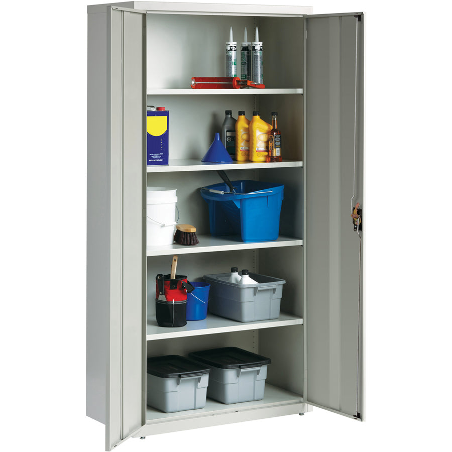 Lorell Fortress Series Storage Cabinet - 36" Width x 18" Depth x 72" Height - 5 x Shelf(ves) - Recessed Locking Handle, Hinged Door, Durable - Light Gray - Powder Coated - Steel - Recycled